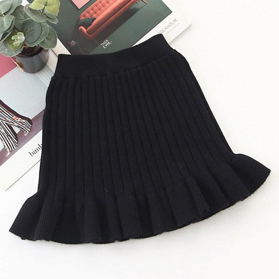 Παιδικές κοριτσίστικες πλεκτές φούστες Μαύρες γκρι πλισέ φούστες 2022 Νέος χειμώνας Παιδικές βαμβακερές φούστες γοφές φούστες εφηβικές φούστες
