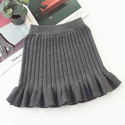 Παιδικές κοριτσίστικες πλεκτές φούστες Μαύρες γκρι πλισέ φούστες 2022 Νέος χειμώνας Παιδικές βαμβακερές φούστες γοφές φούστες εφηβικές φούστες