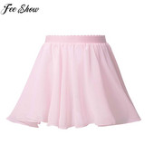 Fusta sportivă pentru fete pentru copii, îmbrăcăminte elegantă, cu centură elastică, culoare solidă, din șifon, din voal, pentru îmbrăcăminte de balet