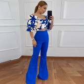 2-dijelni ženski set Dashiki Afrička odjeća 2023. Proljeće ljeto Nova moda Top s polurukavima i odijelo s hlačama Odgovarajući setovi za dame za zabave