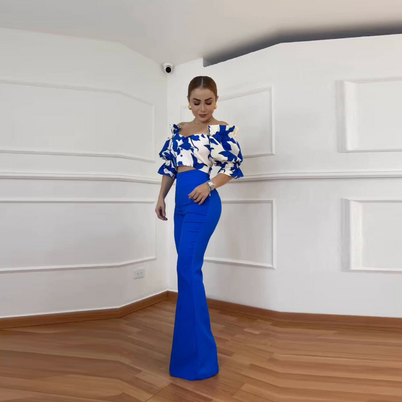 2-dijelni ženski set Dashiki Afrička odjeća 2023. Proljeće ljeto Nova moda Top s polurukavima i odijelo s hlačama Odgovarajući setovi za dame za zabave