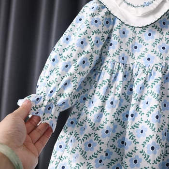 Χαριτωμένο μωρό λουλουδάτο φόρεμα πριγκίπισσας Άνοιξη φθινόπωρο Κορεάτικο στυλ μακρυμάνικο Peter Pan Παιδικά φορέματα για κορίτσια 2023 Νέο 1-6Y