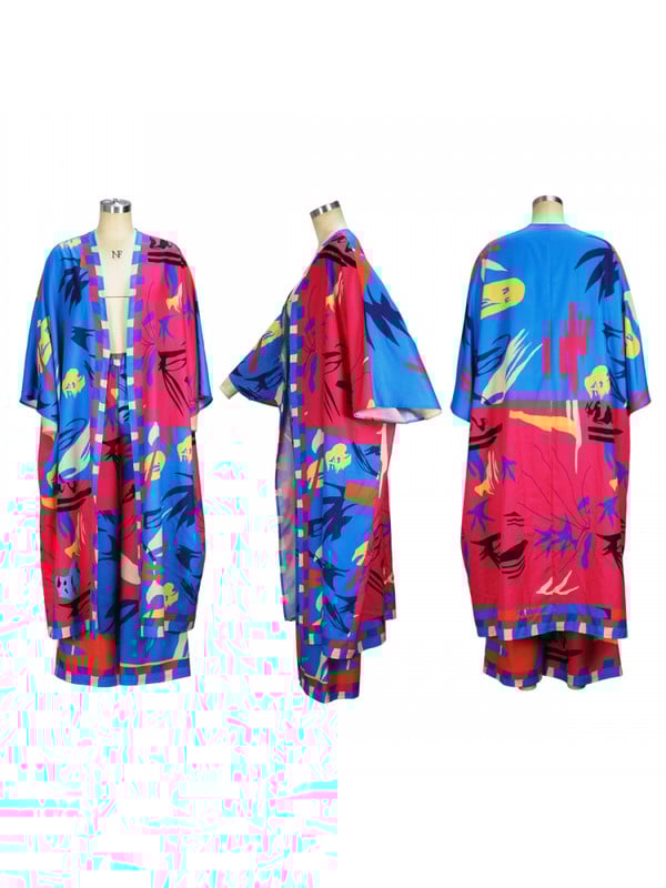 2-osaline komplekt Naiste trükitud kardigantopid, varrukad, V-kaelus, lahtised kõrge vöökohaga laia säärega püksid Aafrika moeülikonnad, uus