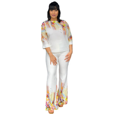 Kaheosaline komplekt Kevadsuvi Aafrika uus Dashiki mood lühikeste varrukatega ülikond ja püksid, püksid, ülikonnad, pidulikud naiste rõivad