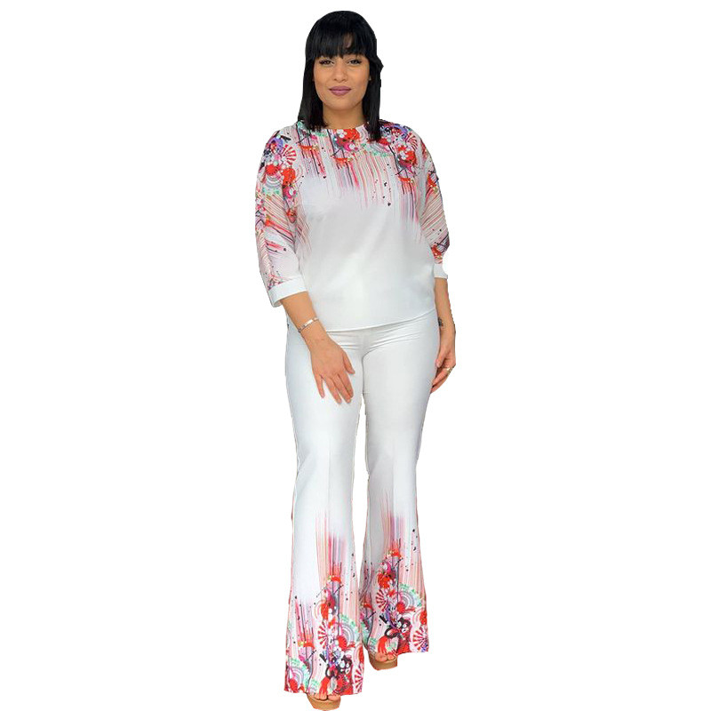 Kaheosaline komplekt Kevadsuvi Aafrika uus Dashiki mood lühikeste varrukatega ülikond ja püksid, püksid, ülikonnad, pidulikud naiste rõivad