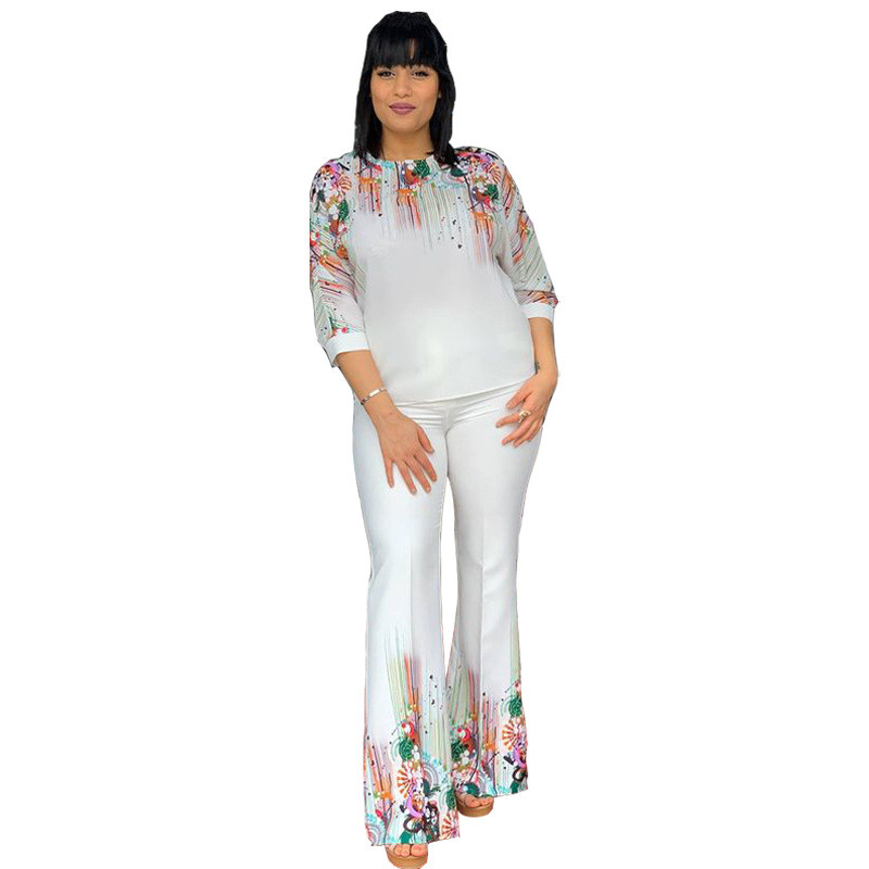 Kaheosaline komplekt Kevadsuvi Aafrika uus Dashiki mood lühikeste varrukatega ülikond ja püksid, püksid, ülikonnad, pidulikud naiste rõivad