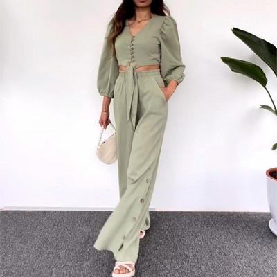 Dvodijelni komplet ružičasto crvene majice s bluzama 3/4 rukava i odijela s hlačama Proljeće jesen Ženski komplet modne trenirke odgovarajućeg plašta