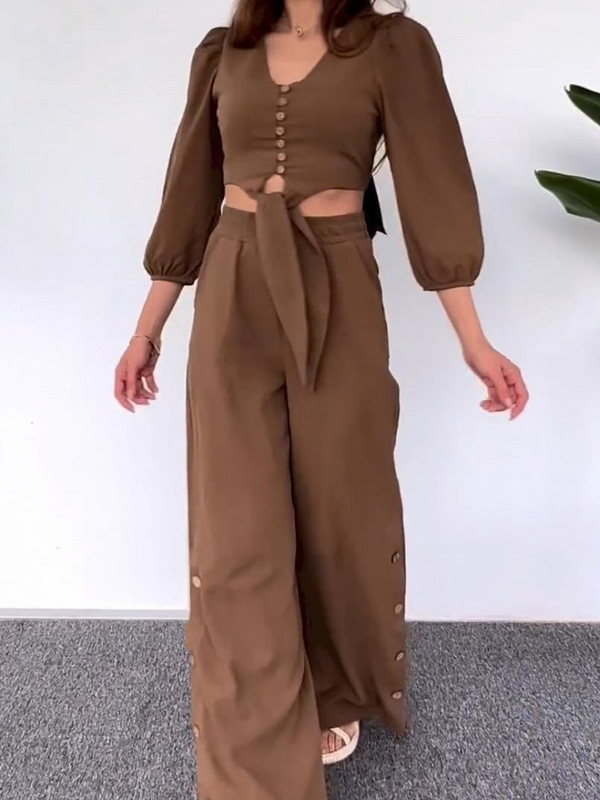 Dvodijelni komplet ružičasto crvene majice s bluzama 3/4 rukava i odijela s hlačama Proljeće jesen Ženski komplet modne trenirke odgovarajućeg plašta