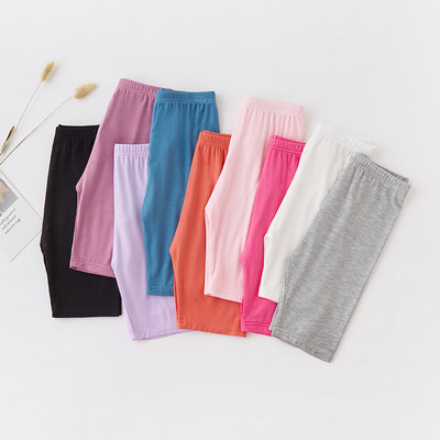 Летни тънки детски дрехи, бонбони, едноцветни модални клинове за момичета Knne с дължина пет ежедневни панталони за детски дрехи 2-12 години