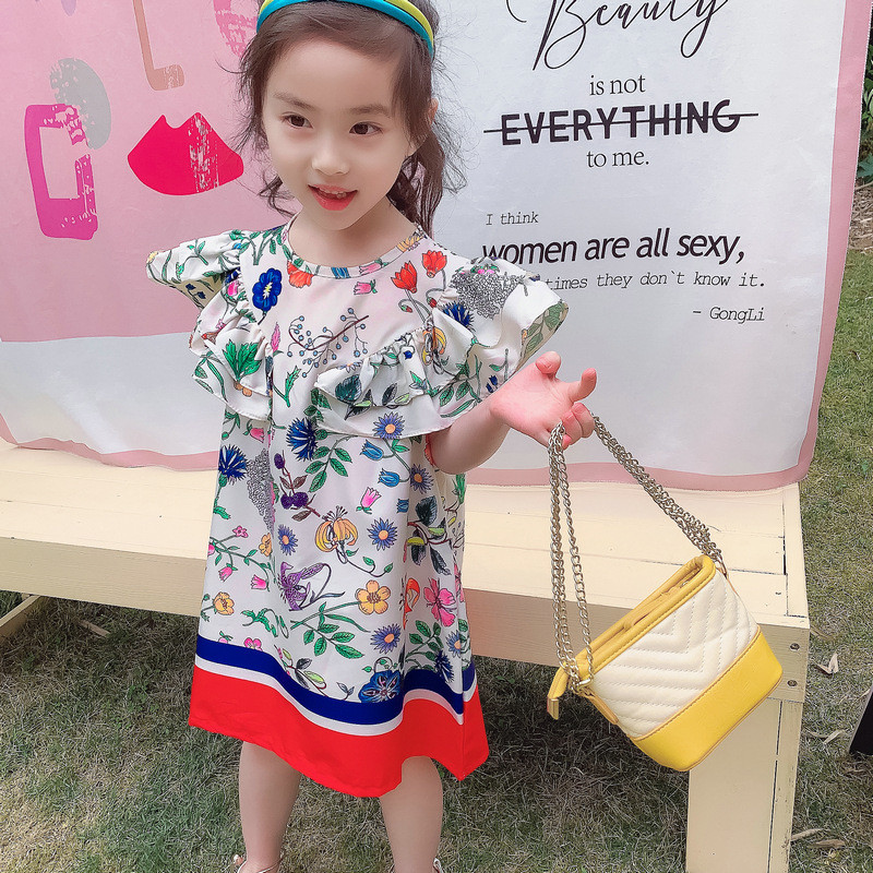 2022 Noua rochie de vară pentru fete, flori de modă, ocazional, cu mâneci zburătoare, pentru petrecere, rochie de prințesă, drăguț pentru copii, copii, fete, îmbrăcăminte