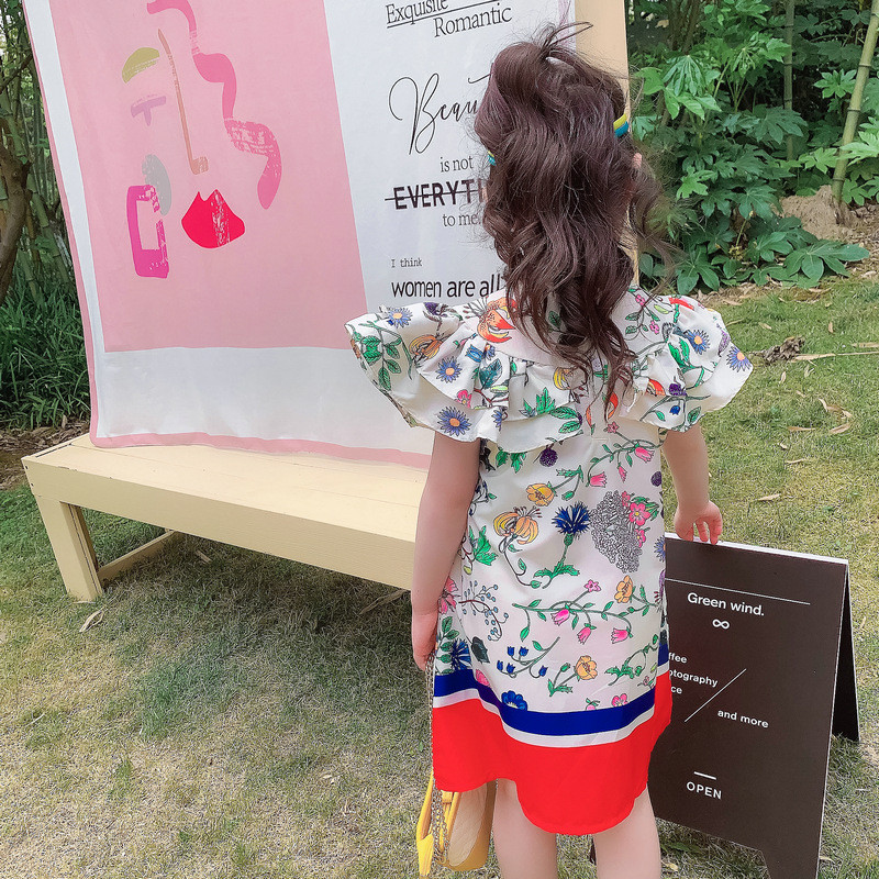 2022 Noua rochie de vară pentru fete, flori de modă, ocazional, cu mâneci zburătoare, pentru petrecere, rochie de prințesă, drăguț pentru copii, copii, fete, îmbrăcăminte