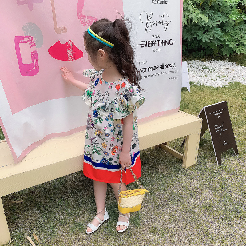 2022 Noua rochie de vară pentru fete, flori de modă, ocazional, cu mâneci zburătoare, pentru petrecere, rochie de prințesă, drăguț pentru copii, copii, fete, îmbrăcăminte