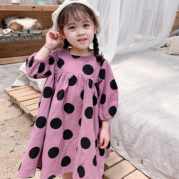 Φόρεμα για κορίτσια της άνοιξης Cartoon Πουά Φόρεμα Πριγκίπισσας Φθινόπωρο Νέο χρώμα καραμέλα Χαριτωμένο γούρι Vestido Παιδικά ρούχα