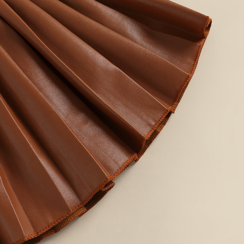 Mini plisirane suknje od PU kože za malu djecu, djevojčice, jesen, zima, ljeto, ležerne, jednobojne suknje od umjetne kože u struku