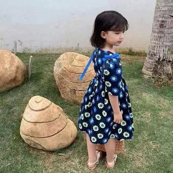 Καλοκαιρινό φόρεμα για κορίτσια με παπιγιόν λουλούδια Μικρό φρέσκο γλυκό φόρεμα πριγκίπισσας Κορεάτικο στυλ παιδικά παιδικά ρούχα για κορίτσι