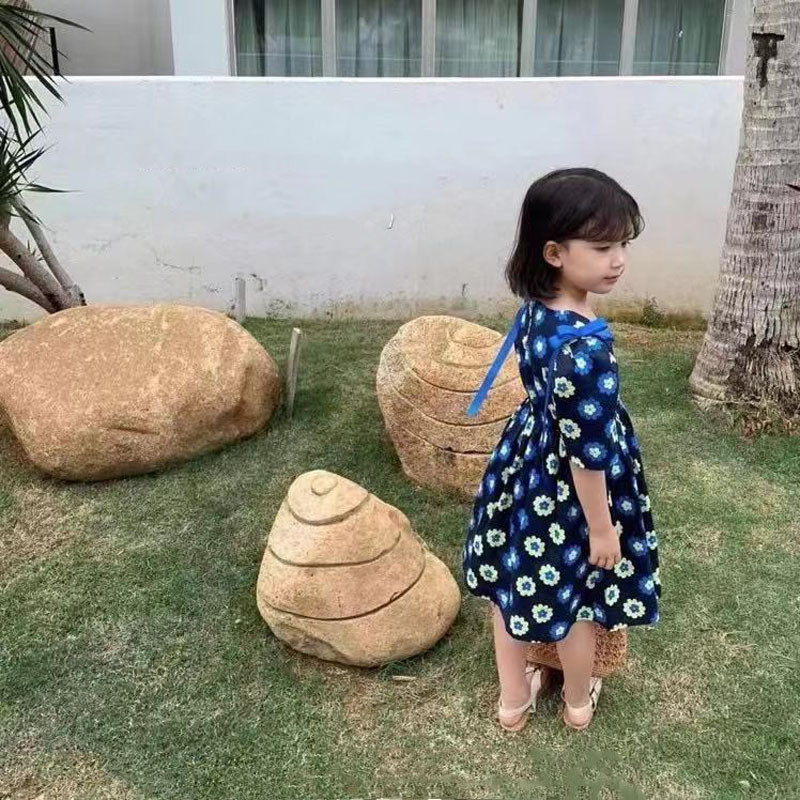 Ljetna haljina za djevojčice s mašnama i cvijećem Mala svježa slatka haljina princeze u korejskom stilu Dječja dječja odjeća za djevojčice