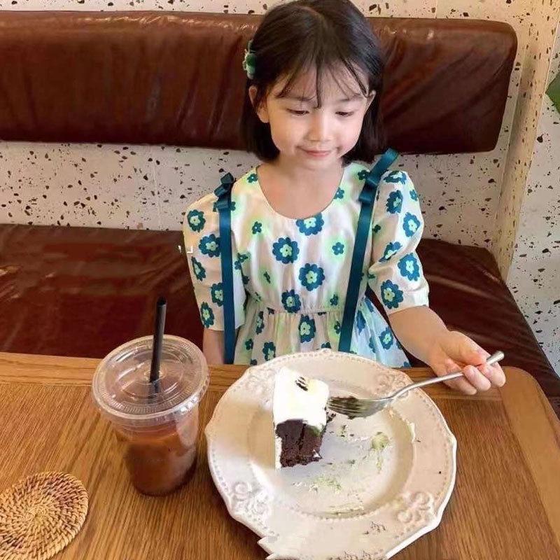 Ljetna haljina za djevojčice s mašnama i cvijećem Mala svježa slatka haljina princeze u korejskom stilu Dječja dječja odjeća za djevojčice