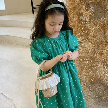 Καλοκαιρινό φόρεμα για κορίτσια Fresh style Love printed Puff μανίκι Πριγκίπισσα φόρεμα Παιδικά ρούχα Παιδικά ρούχα