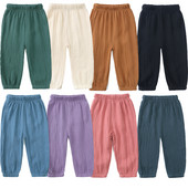 2023. Dječje ljetne cool hlače Jednobojna pamučna lanena elastična odjeća za dječake Djevojčice 12M-8T Korejske ležerne hlače Tinejdžerske hlače