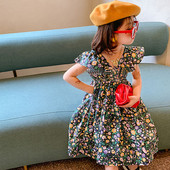 Suvine tüdrukute lilleline kleit 2021. Pühadeaegsed uhked printsesskleidid tüdrukutele Lendavate varrukatega Lasteriided Beebi-lasteriided