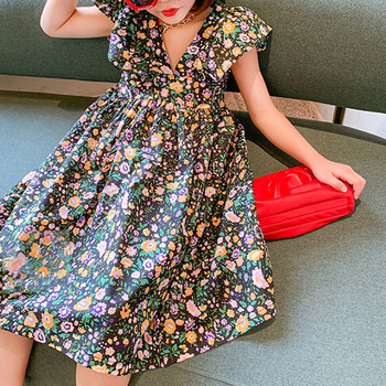 Καλοκαιρινό κορίτσι φλοράλ φόρεμα 2021 γιορτινά φανταχτερά πριγκίπισσα φορέματα για κορίτσια Ιπτάμενα μανίκια Παιδικά ρούχα Παιδικά ρούχα για μωρά