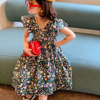Καλοκαιρινό κορίτσι φλοράλ φόρεμα 2021 γιορτινά φανταχτερά πριγκίπισσα φορέματα για κορίτσια Ιπτάμενα μανίκια Παιδικά ρούχα Παιδικά ρούχα για μωρά