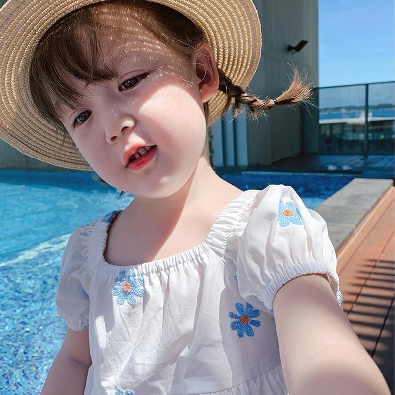 Ljetne djevojke, slatka haljina s vezom, trodimenzionalna cvjetna haljina, princeza, šarm Vestidos, dječja odjeća za djevojčice, dječje haljine za djevojčice