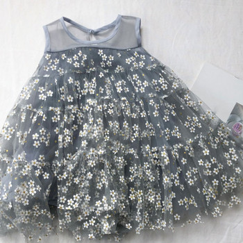 Καλοκαιρινό φόρεμα για κορίτσια Αμάνικο Γλυκό Διχτυωτό Μουντό Κέντημα Φόρεμα Πριγκίπισσας Λουλούδι Παιδικά Παιδικά Ρούχα