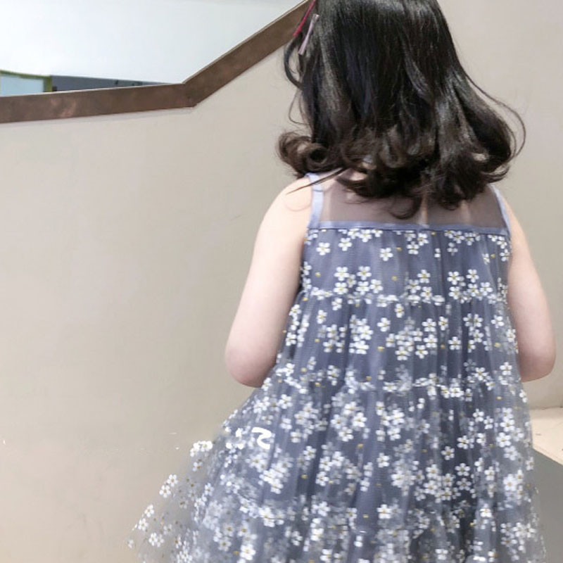 Ljetna haljina za djevojčice bez rukava, slatka mrežasta haljinica s maglovitim vezom, haljina princeze u obliku cvijeta, beba, djeca, dječja odjeća