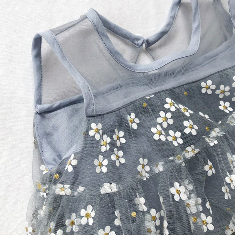 Ljetna haljina za djevojčice bez rukava, slatka mrežasta haljinica s maglovitim vezom, haljina princeze u obliku cvijeta, beba, djeca, dječja odjeća