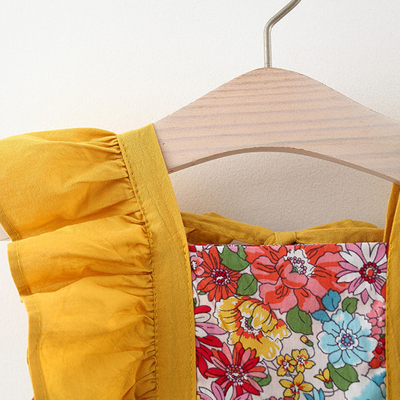 Haljina za djevojčice Ljetna nova dječja odjeća Haljina za plažu s naramenicama u obliku cvijeta Dječja odjeća za malu djecu Slatka princeza Vestidos + šešir