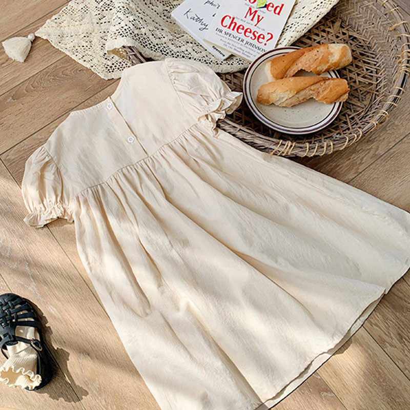 Prantsuse tikitud lilledega tüdrukute kleit 2023, suvine uus moodne lühikeste varrukatega tüdrukute kleit Klassikaline kleit, võlu Vestidos