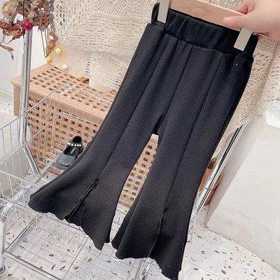 Proljetne i jesenske hlače za djevojčice s prednjim podijeljenim rubovima s drvenim ušima Donji dio hlača Široke hlače Modna dječja odjeća