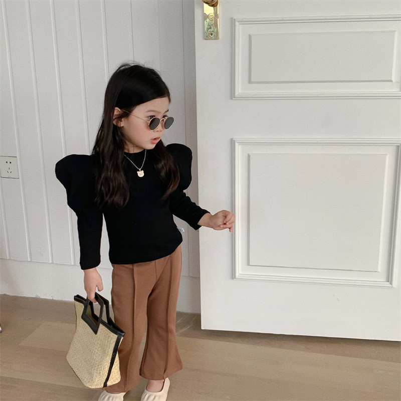 Toamna 2022 pentru fete, în stil coreean, pantaloni din corn despicat, pentru copii, de culoare uni, Pantaloni la modă