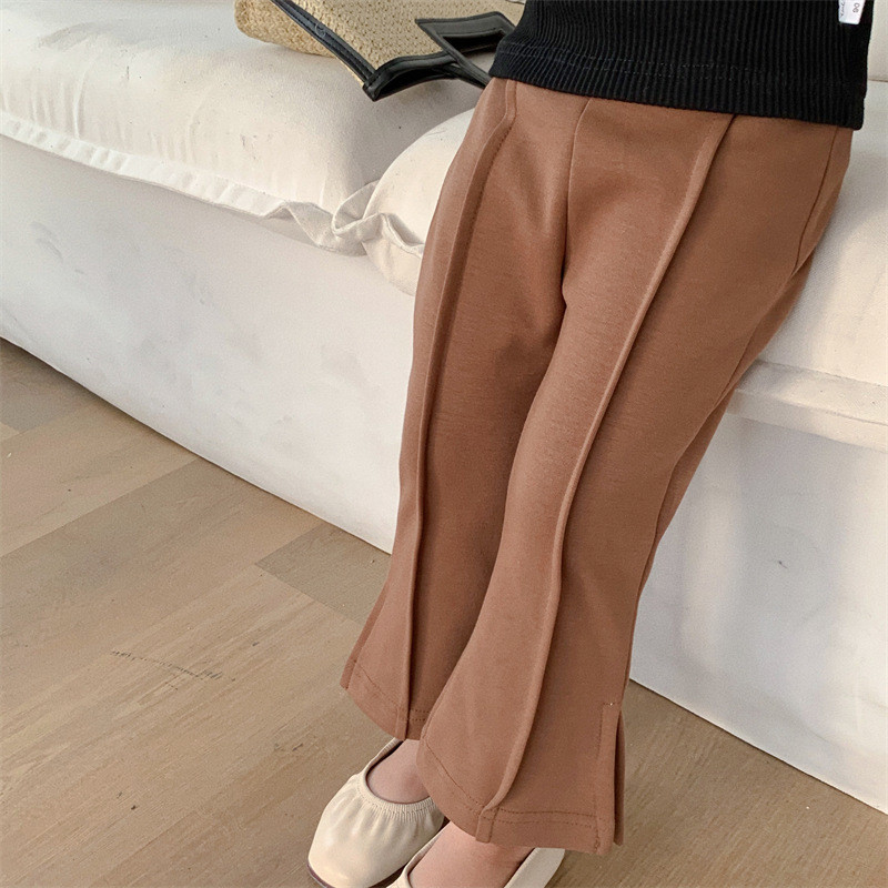 Toamna 2022 pentru fete, în stil coreean, pantaloni din corn despicat, pentru copii, de culoare uni, Pantaloni la modă