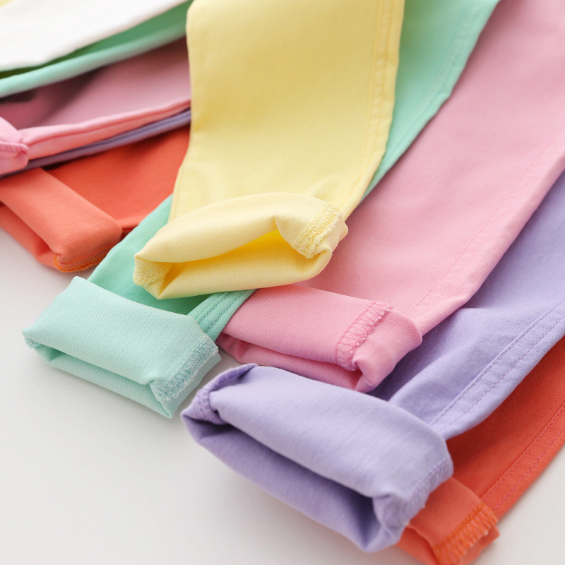 Tüdrukute pliiatspüksid kevadsuvised õhukesed laste pealisrõivad, kitsad venivad kommid värvilised lastele säärised püksid WTP14