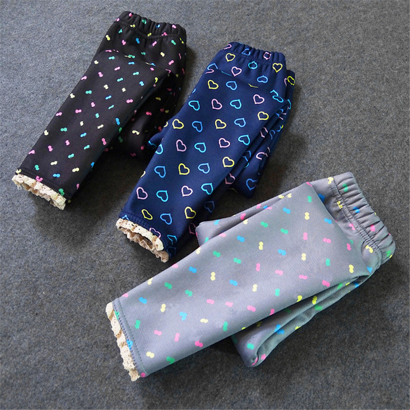 Laste püksid Sügis- ja talveriided Multifilmide trükkimine Püksid Tüdrukud Stretch Plus Velvet Stretch Säärised Sooja hoidmiseks