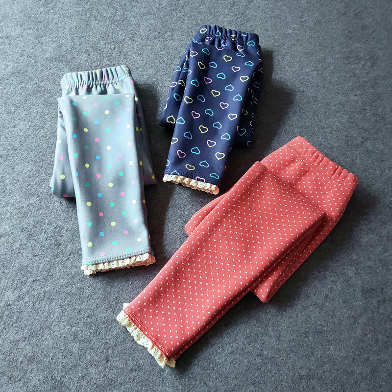 Laste püksid Sügis- ja talveriided Multifilmide trükkimine Püksid Tüdrukud Stretch Plus Velvet Stretch Säärised Sooja hoidmiseks
