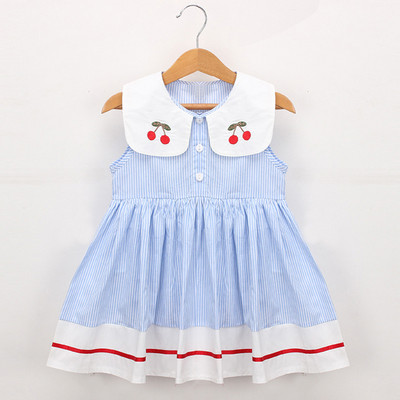 2022. aasta uus suvine tüdrukute kleit, vest, teksakangast tikandid, vabaaja varrukateta peokleit printsesskleit laste beebidele, lastele, tüdrukutele