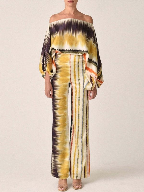 2-dijelni ženski kompleti Bluza s cvjetnim printom Majice i hlače Odijela Ljeto Jesen Dashiki Afrički komplet Trenirka