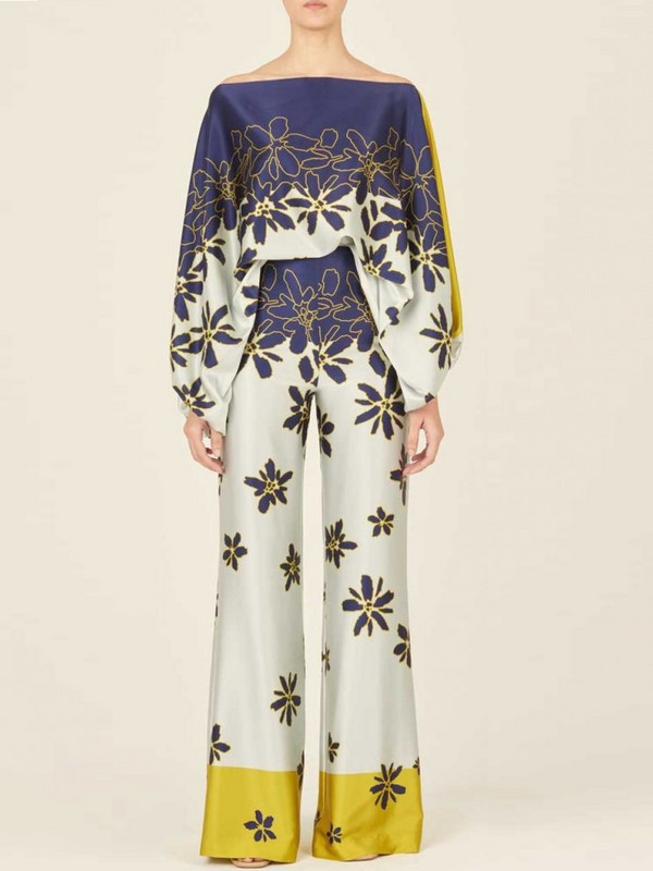 2-dijelni ženski kompleti Bluza s cvjetnim printom Majice i hlače Odijela Ljeto Jesen Dashiki Afrički komplet Trenirka