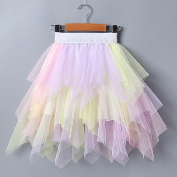 VIDMID Κοριτσίστικα μισή φούστα παιδική τούρτα αφράτη φούστα tutu πριγκίπισσα δαντέλα ακανόνιστη φούστα διχτυωτό ουράνιο τόξο διχτυωτές φούστες στρώμα P158