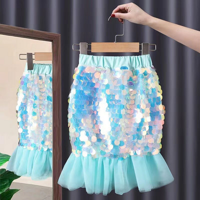 Καλοκαιρινή λαμπερή αστραφτερή φούστα για κορίτσια Μόδα μίνι φούστες Κορίτσι Πριγκίπισσα αστέρια Glitter DanceGlitter πούλιες φούστες 1-12 ετών