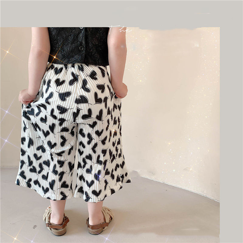 Ljetne cool hlače Hlače na nabore za djevojčice Modne tanke hlače protiv komaraca Sredovječne dječje hlače širokih nogavica na devet točaka