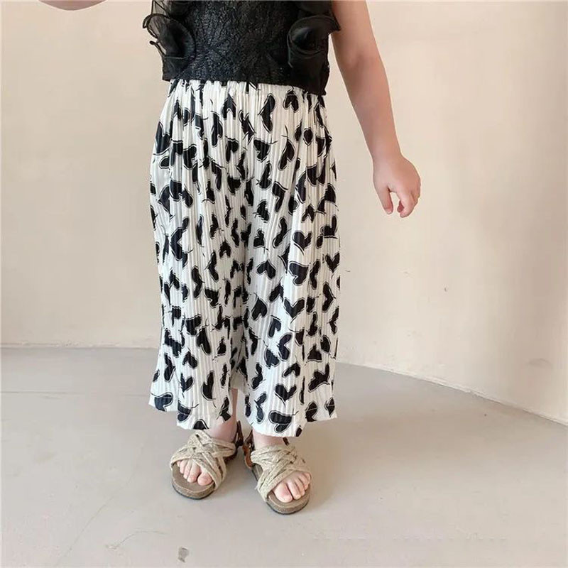 Ljetne cool hlače Hlače na nabore za djevojčice Modne tanke hlače protiv komaraca Sredovječne dječje hlače širokih nogavica na devet točaka