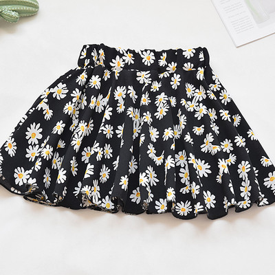 Tüdrukute 2023. aasta seelik, uus väikeste tüdrukute šifooniga trükitud A-joonega seelik Baby Summer Daisy 2-kihiline poolseelik, armsad stiilis riided