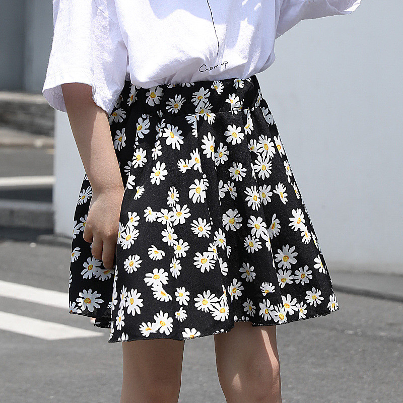 Tüdrukute 2023. aasta seelik, uus väikeste tüdrukute šifooniga trükitud A-joonega seelik Baby Summer Daisy 2-kihiline poolseelik, armsad stiilis riided