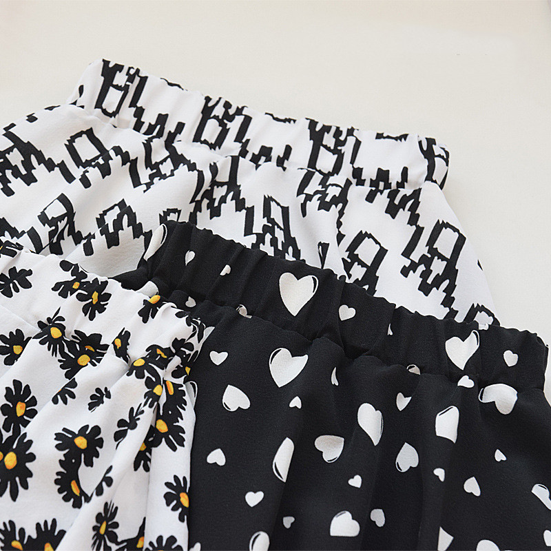 Tüdrukute 2023. aasta seelik, uus väikeste tüdrukute šifooniga trükitud A-joonega seelik Baby Summer Daisy 2-kihiline poolseelik, armsad stiilis riided