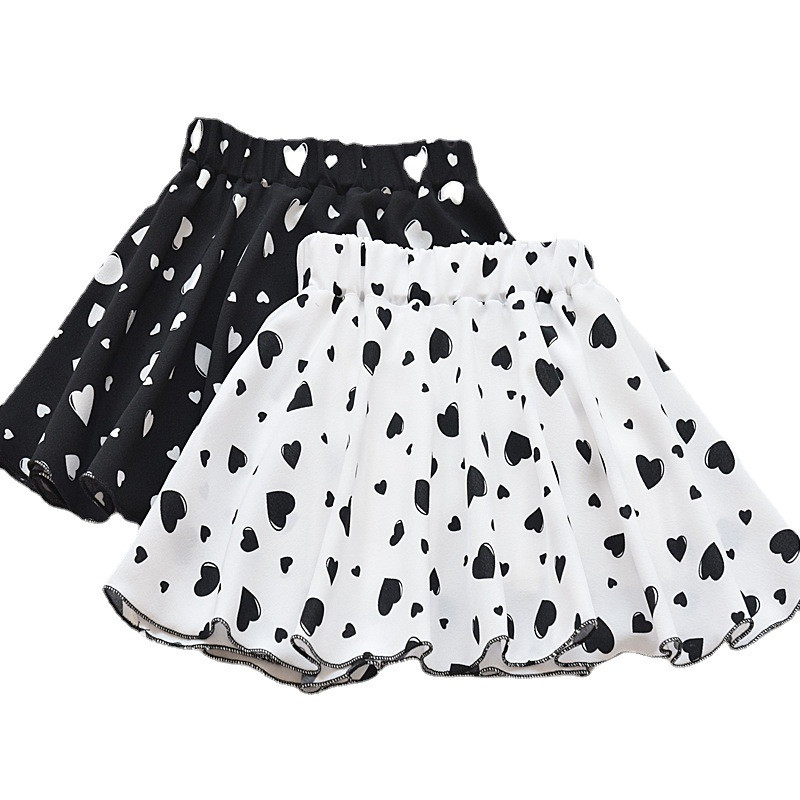 Tüdrukute 2023. aasta seelik, uus väikeste tüdrukute šifooniga trükitud A-joonega seelik Baby Summer Daisy 2-kihiline poolseelik, armsad stiilis riided