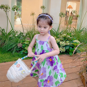 Sling φορέματα κοριτσίστικα καλοκαιρινά ρούχα μόδα χαριτωμένο λεπτό Παιδικό μωρό αμάνικο πριγκίπισσα παιδικό φόρεμα